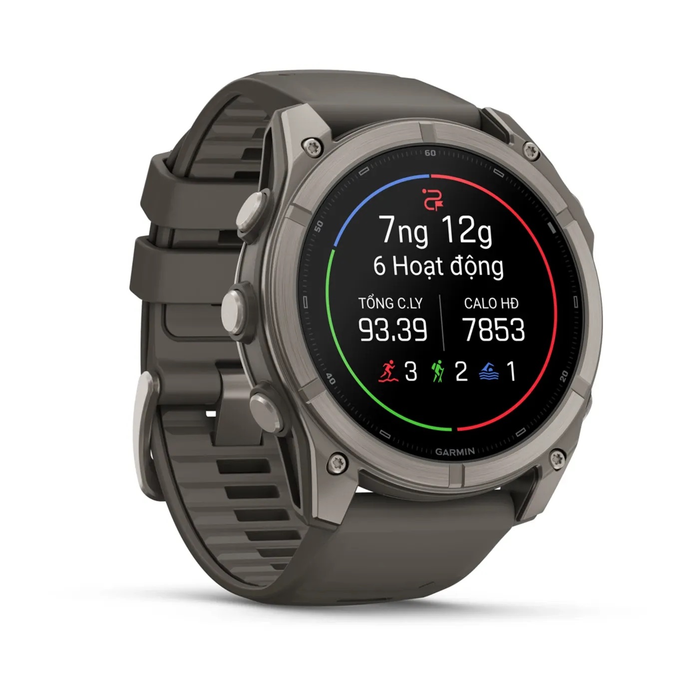 Garmin Fenix 9 – 51mm, Titanium (Pebble Gray Silicone Band)