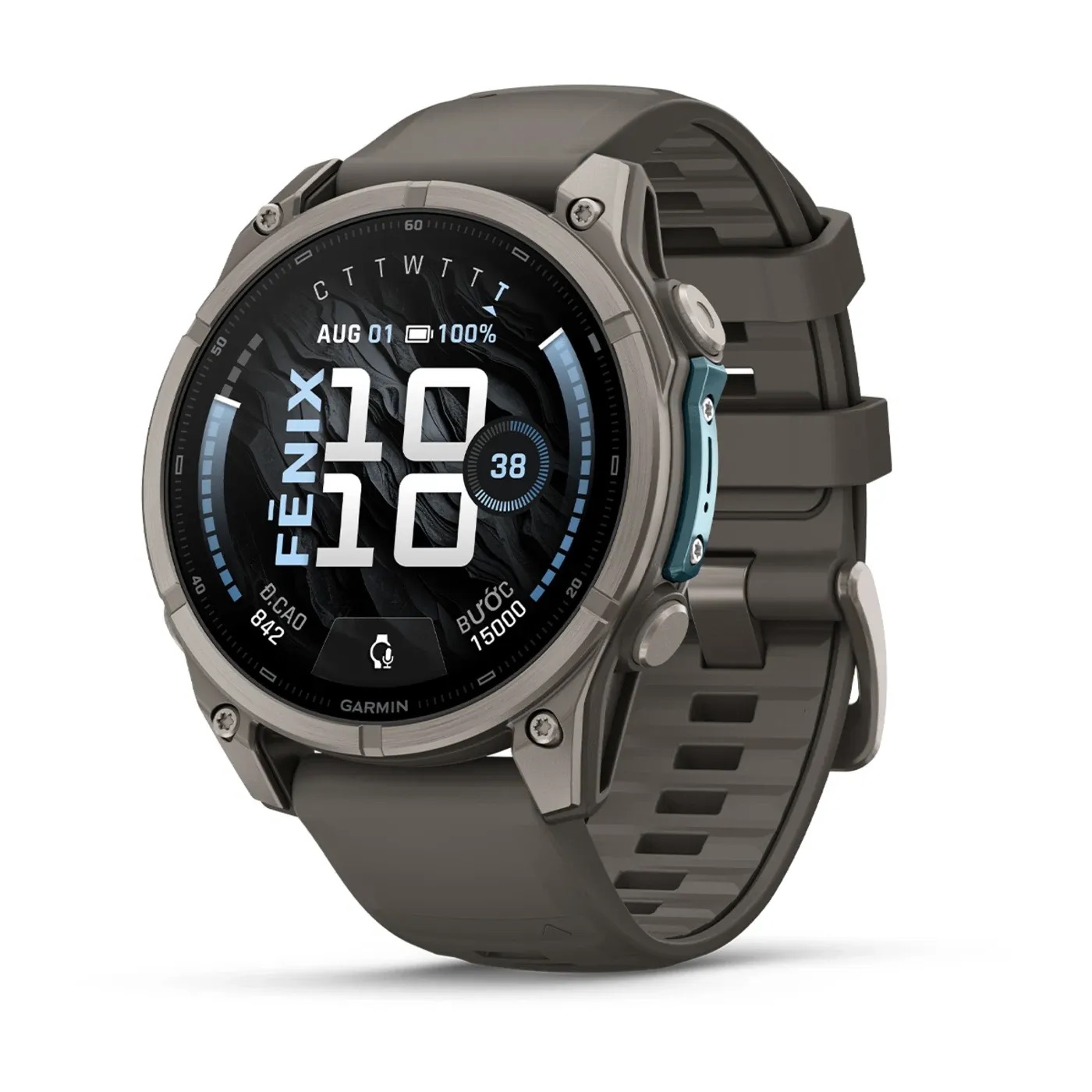 Garmin Fenix 9 – 47mm, Titanium (Pebble Gray Silicone Band)