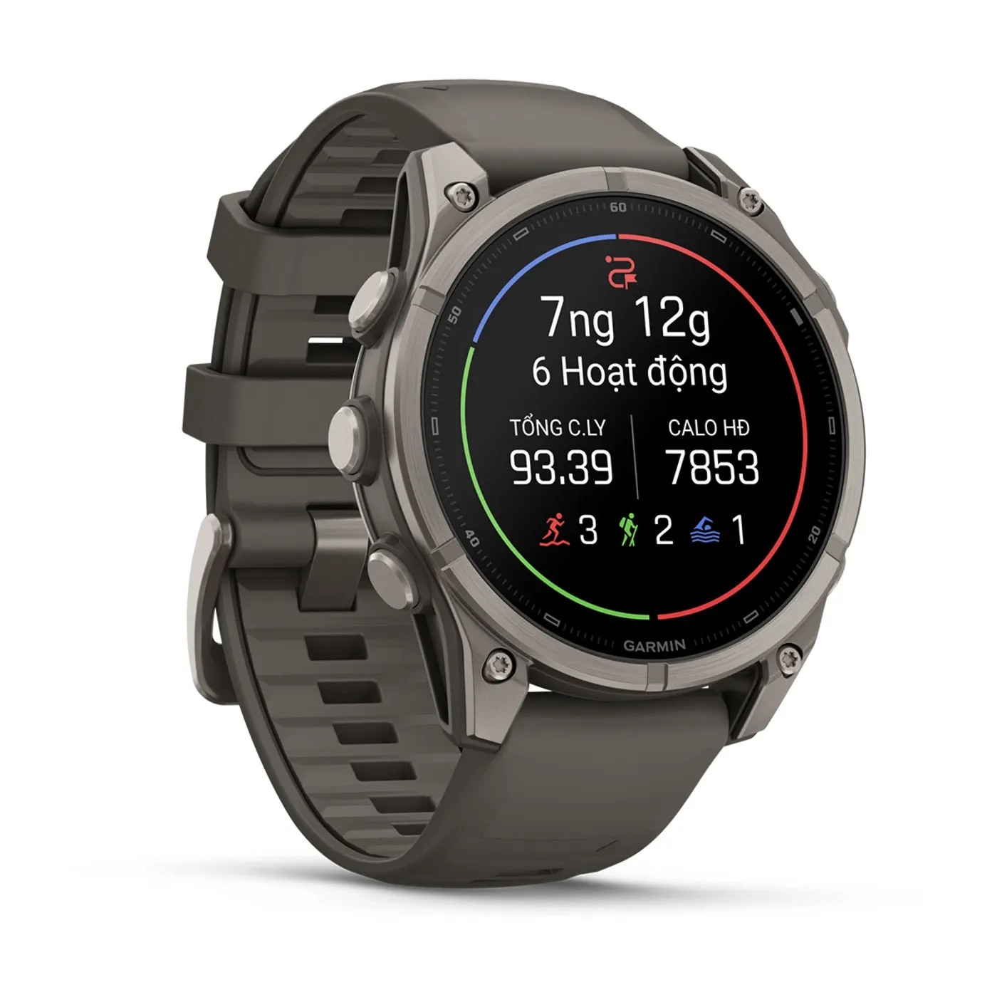 Garmin Fenix 9 – 47mm, Titanium (Pebble Gray Silicone Band)