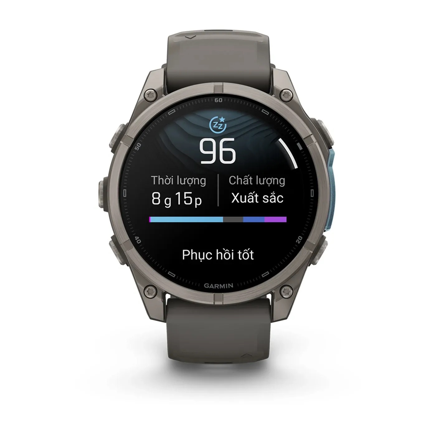 Garmin Fenix 9 – 47mm, Titanium (Pebble Gray Silicone Band)