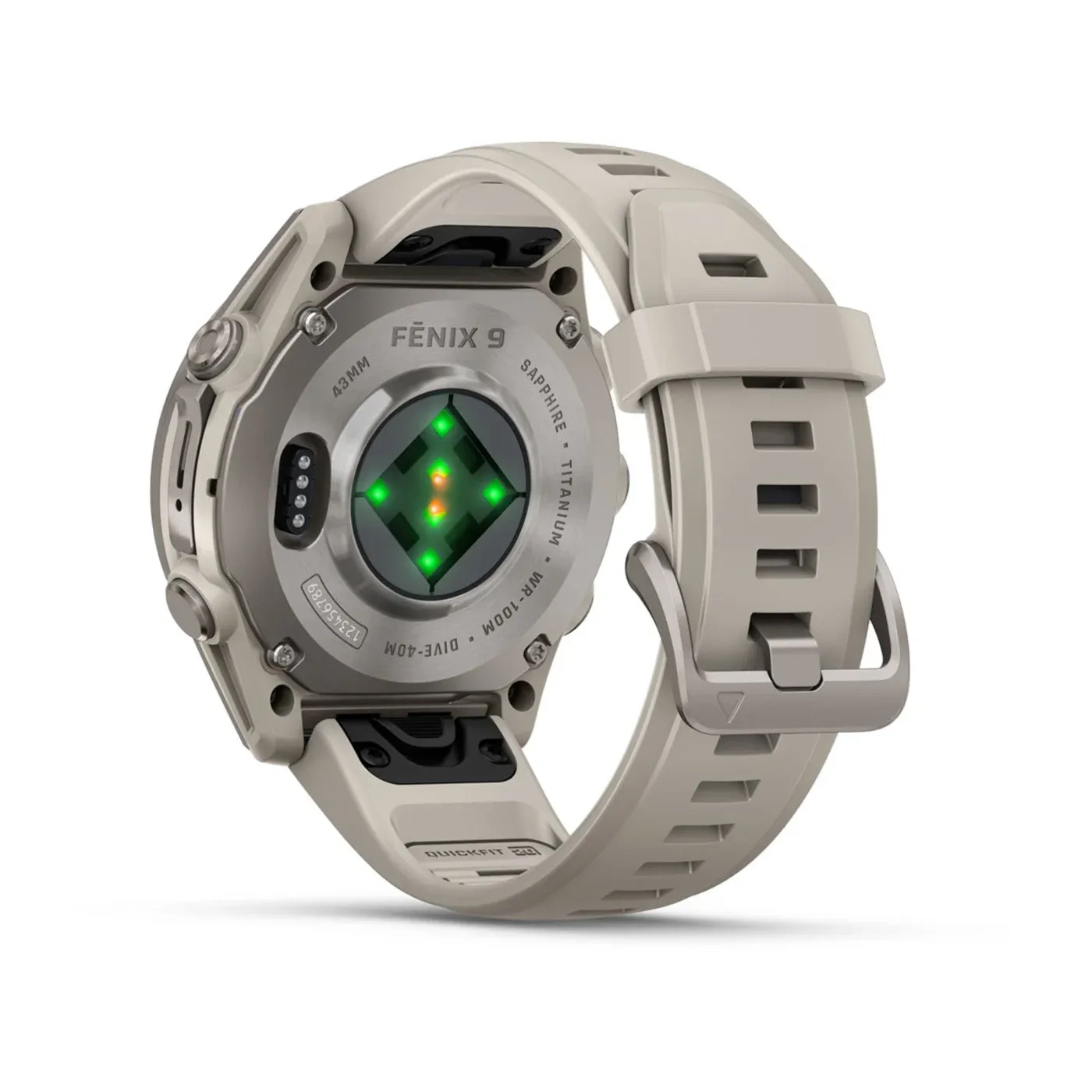 Garmin Fenix 9 – 43mm, Titanium (Fog Gray Silicone Band)