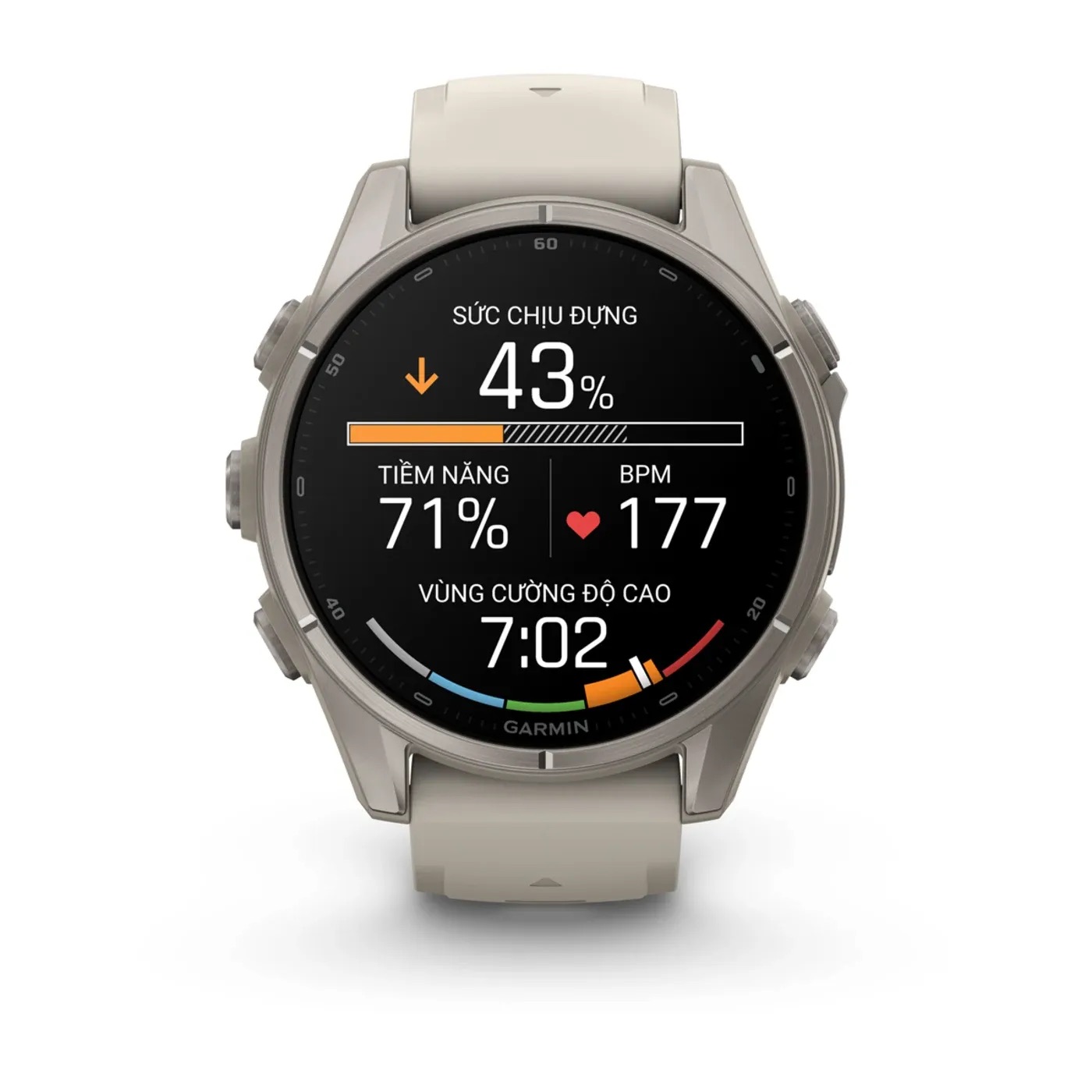 Garmin Fenix 9 – 43mm, Titanium (Fog Gray Silicone Band)