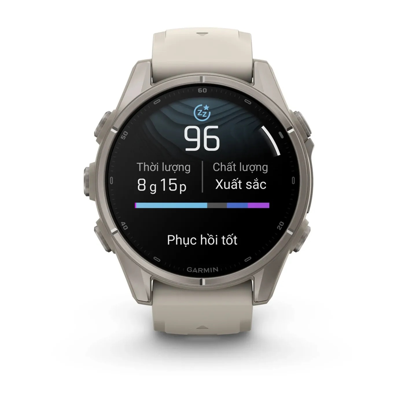 Garmin Fenix 9 – 43mm, Titanium (Fog Gray Silicone Band)