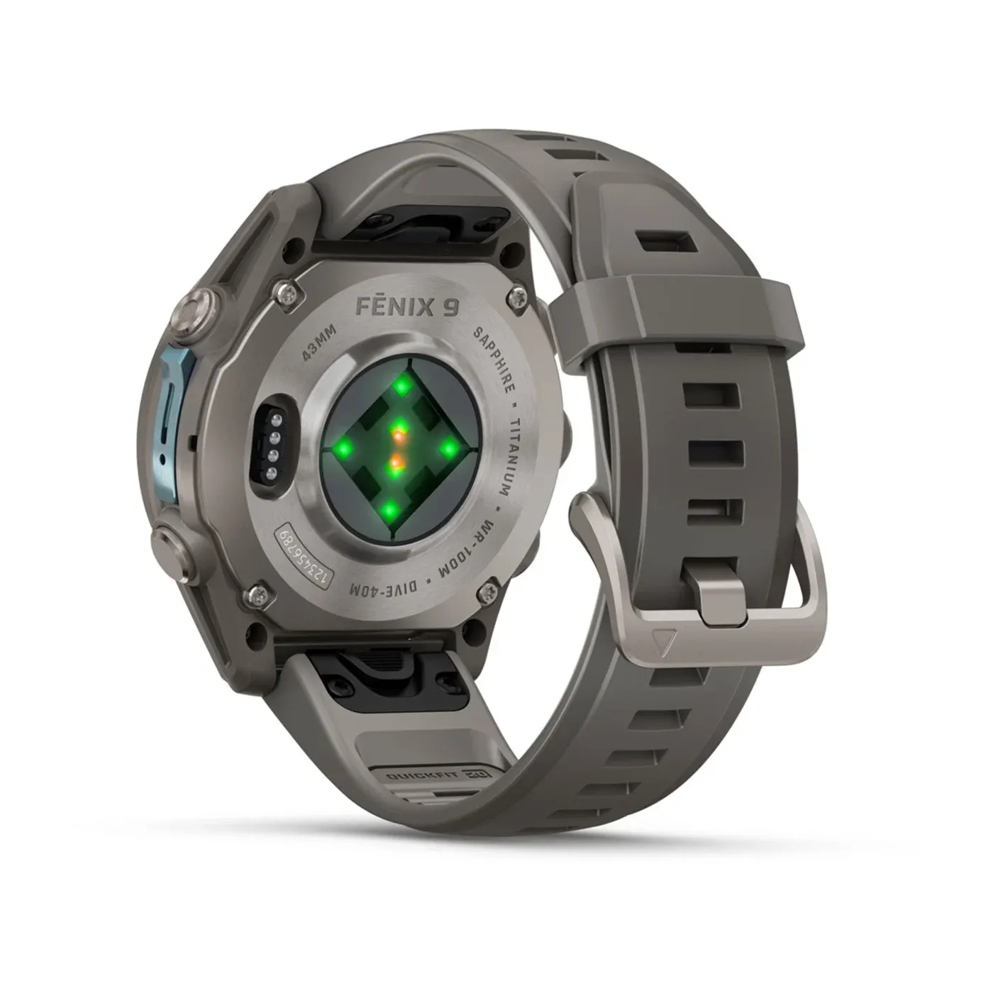 Garmin Fenix 9 – 43mm, Titanium (Pebble Gray Silicone Band)