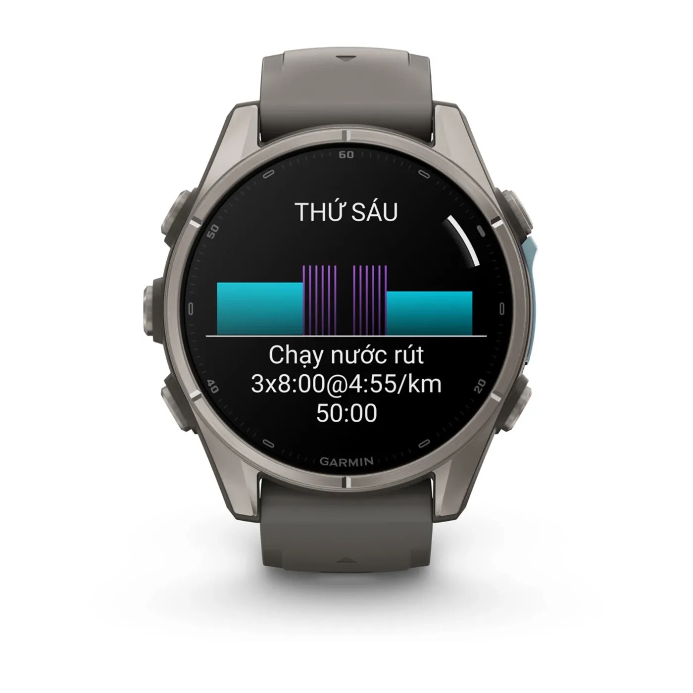 Garmin Fenix 9 – 43mm, Titanium (Pebble Gray Silicone Band)