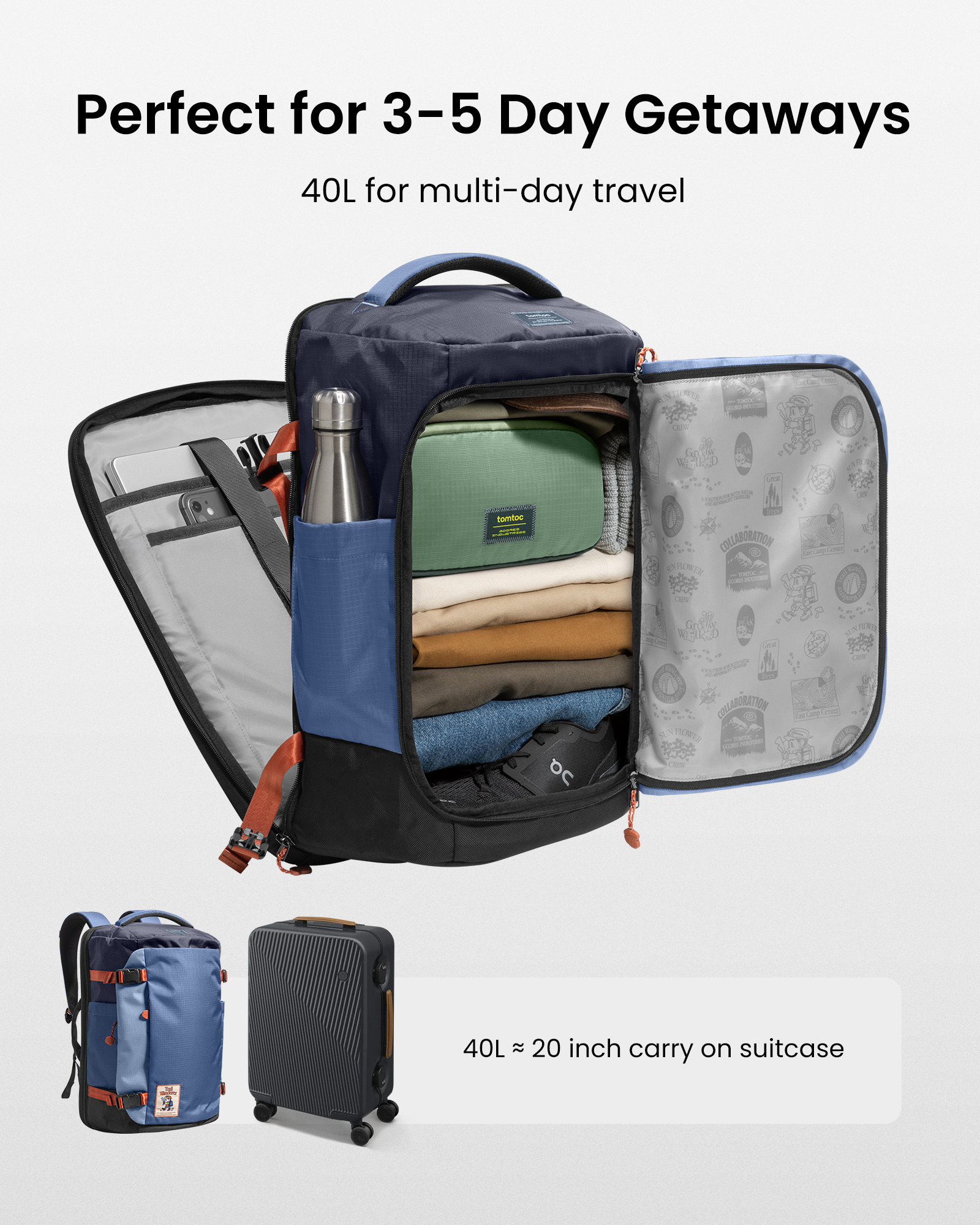 Balo Tomtoc Navigator T66 Liteway 40L (Collab GCORES INDUSTRIES Trail Wanderer)