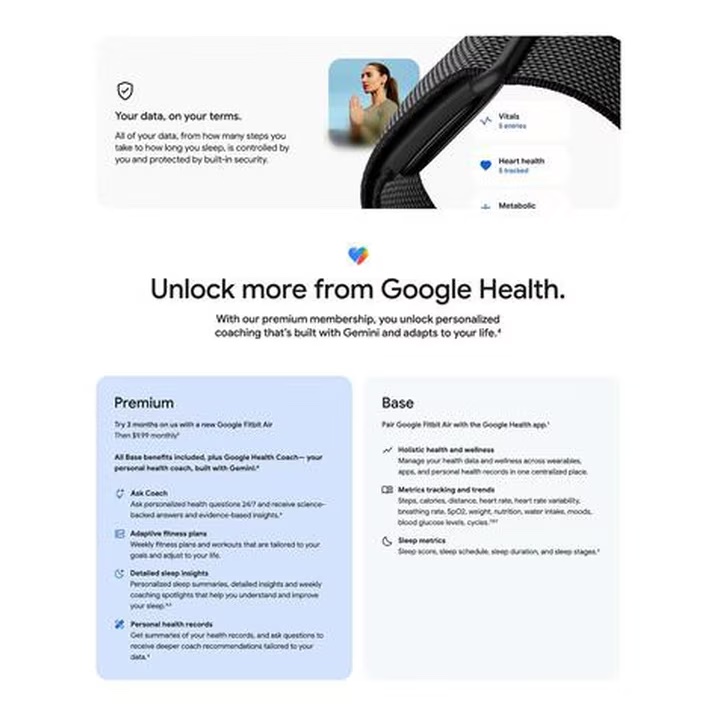 Vòng theo dõi sức khoẻ Google Fitbit Air - Active Bundle
