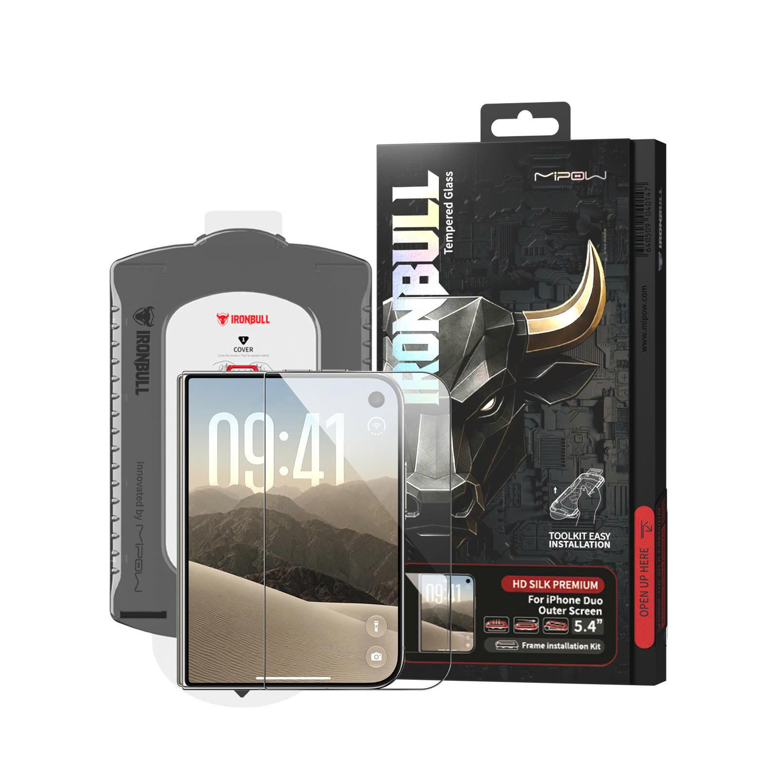 Kính cường lực (iPhone Duo) Mipow Ironbull HD Silk Premium Tool Kit & Frame Camera Cover