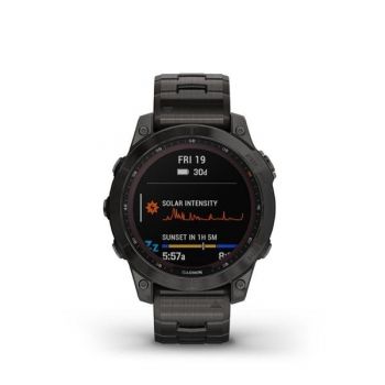 Garmin Fenix 7 Sapphire Solar - Carbon Grey DLC Titanium with Carbon Grey DLC Vented Titanium Band