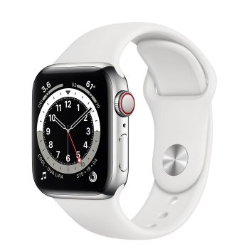 Apple Watch Series 6 GPS + Cellular, 40mm Stainless Steel with Sport Band