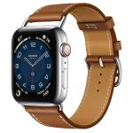Apple Watch Series 6 Hermès GPS + Cellular, 44mm Silver Stainless Steel Case with Attelage Single Tour