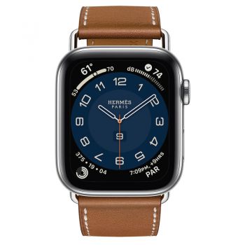 Apple Watch Series 6 Hermès GPS + Cellular, 44mm Silver Stainless Steel Case with Attelage Single Tour