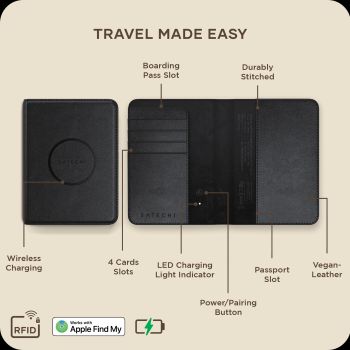 Ví da passport Satechi Vegan-Leather with Find My