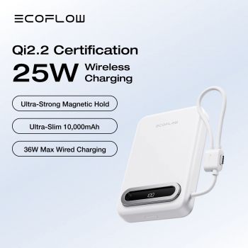 Pin dự phòng EcoFlow RAPID Mag Qi2.2 Magnetic Power Bank (10,000mAh, 25W, Built-in USB-C Cable)
