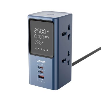 Ổ cắm điện đa năng LDNIO SC2 GaN 7in1 | 4 AC 2500W + 2C 1A 45W