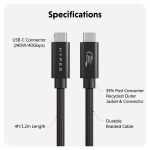 Cáp USB4 HyperDrive 1.2m Braided Performance USB-C TO USB-C