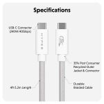 Cáp USB4 HyperDrive 1.2m Braided Performance USB-C TO USB-C