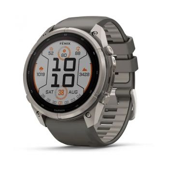 Garmin Fenix 9 Pro - Solar, Titanium, 51mm (Pebble Gray/Silver Gray Silicone Band)