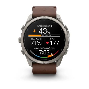 Garmin Fenix 9 Pro – Titanium, 51mm (Pebble Gray/Walnut Leather Band)
