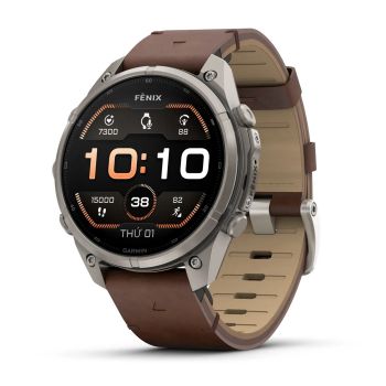 Garmin Fenix 9 Pro – Titanium, 47mm (Pebble Gray/Walnut Leather Band)