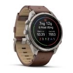 Garmin Fenix 9 Pro – Titanium, 47mm (Pebble Gray/Walnut Leather Band)
