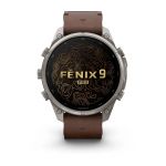 Garmin Fenix 9 Pro – Titanium, 47mm (Pebble Gray/Walnut Leather Band)