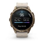Garmin fēnix 9 Pro – Titanium, 43mm (Autumn Gold/Bone Leather Band)