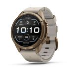 Garmin fēnix 9 Pro – Titanium, 43mm (Autumn Gold/Bone Leather Band)