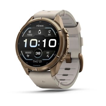 Garmin fēnix 9 Pro – Titanium, 43mm (Autumn Gold/Bone Leather Band)