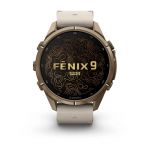 Garmin fēnix 9 Pro – Titanium, 43mm (Autumn Gold/Bone Leather Band)