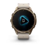 Garmin fēnix 9 Pro – Titanium, 43mm (Autumn Gold/Bone Leather Band)