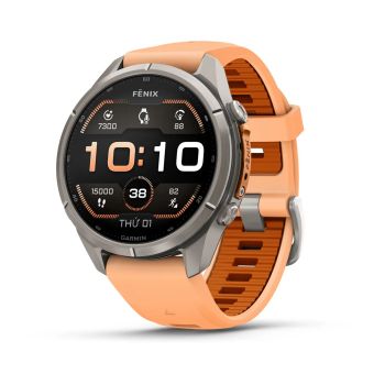 Garmin Fenix 9 Pro – Titanium, 43mm (Shell Pink/Autumn Orange Band)