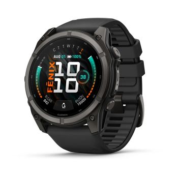 Garmin Fenix 9 – 51mm, DLC Titanium (Black Silicone Band)
