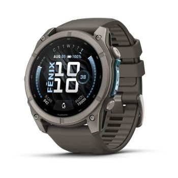 Garmin Fenix 9 – 51mm, Titanium (Pebble Gray Silicone Band)