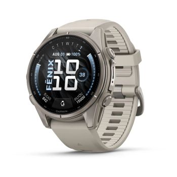 Garmin Fenix 9 – 43mm, Titanium (Fog Gray Silicone Band)