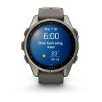 Garmin Fenix 9 – 43mm, Titanium (Pebble Gray Silicone Band)