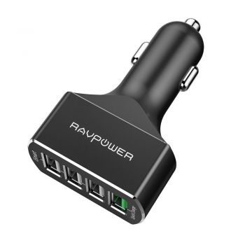 Sạc ô tô RAVPower 4 cổng, 54W, Quick Charge 3.0
