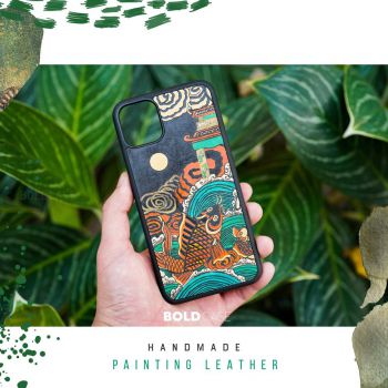 Bold Handmade Painting Leather Case - Cá chép vượt vũ môn 2