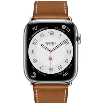Apple Watch Series 8 Hermès, 45mm Silver Stainless Steel Case with Single Tour Deployment Buckle