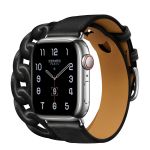 Apple Watch Series 8 Hermès, 41mm Silver Stainless Steel Case with Gourmette Double Tour - Noir