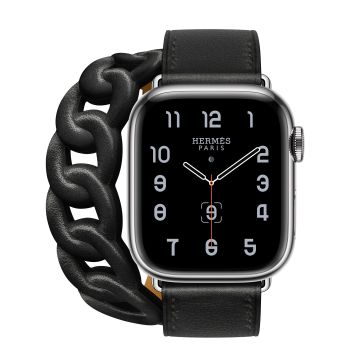 Apple Watch Series 8 Hermès, 41mm Silver Stainless Steel Case with Gourmette Double Tour - Noir