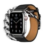 Apple Watch Series 8 Hermès, 41mm Silver Stainless Steel Case with Metal Double Tour - Noir