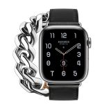 Apple Watch Series 8 Hermès, 41mm Silver Stainless Steel Case with Metal Double Tour - Noir