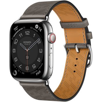 Apple Watch Series 8 Hermès, 45mm Silver Stainless Steel Case with H Diagonal Single Tour